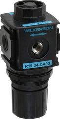 Wilkerson - 1/2 NPT Port, Zinc Common-P1 Regulator - 3 to 60 psi Range, 300 Max psi Supply Pressure, 1/4" Gauge Port Thread, 2.36" Wide x 5.4" High - Americas Tooling