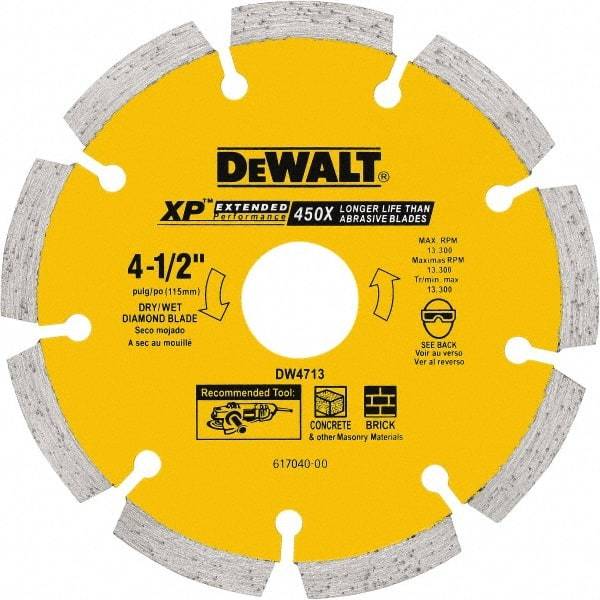 DeWALT - 5" Diam, 7/8" Arbor Hole Diam, 5 Tooth Wet & Dry Cut Saw Blade - Diamond Matrix, General Purpose Action, Standard Round Arbor - Americas Tooling