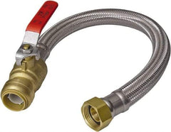 SharkBite - 1/2" Push to Connect Inlet, 3/4" FIP Outlet, Braided Stainless Steel Flexible Connector - Stainless Steel, Use with Water Air Connectors - Americas Tooling