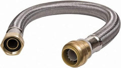 SharkBite - 3/4" Push to Connect Inlet, 3/4" FIP Outlet, Braided Stainless Steel Flexible Connector - Stainless Steel, Use with Water Air Connectors - Americas Tooling