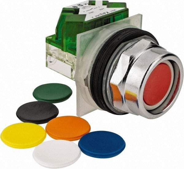 Schneider Electric - 30mm Mount Hole, Recessed, Pushbutton Switch with Contact Block - Octagon, Multicolor Pushbutton, Momentary (MO) - Americas Tooling