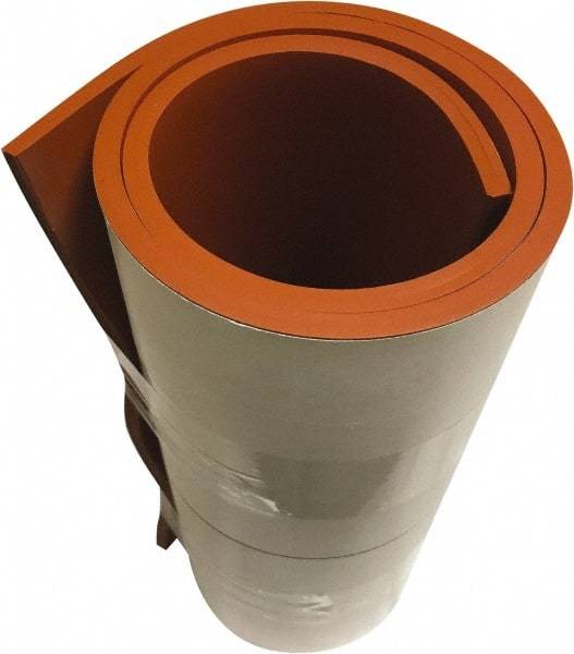 Value Collection - 1/16" Thick x 36" Wide x 10' Long Red Silicone Rubber Roll - Stock Length, Adhesive Back, 500 psi Tensile Strength, -60°F to 400°F - Americas Tooling