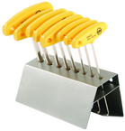 8 Piece - 1/8 - 3/8" - T-Handle Hex Ergonomic Comfort Grip Inch Set in Metal Stand - Americas Tooling