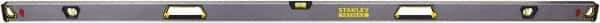 Stanley - 72" Long 3 Vial Box Beam Level - Aluminum, Black/Silver/Yellow, 1 Level & 2 Plumb Vials - Americas Tooling