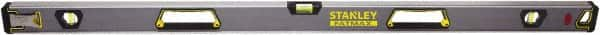 Stanley - 48" Long 3 Vial Box Beam Level - Aluminum, Black/Silver/Yellow, 1 Level & 2 Plumb Vials - Americas Tooling