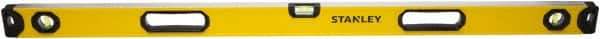 Stanley - 48" Long 3 Vial Box Beam Level - Aluminum, Yellow, 1 Level & 2 Plumb Vials - Americas Tooling