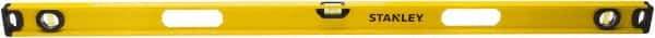 Stanley - 48" Long 3 Vial I-Beam Level - Aluminum, Yellow, 1 Level & 2 Plumb Vials - Americas Tooling