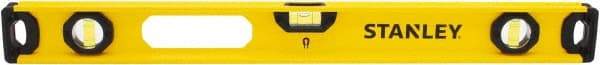 Stanley - Magnetic 24" Long 3 Vial I-Beam Level - Aluminum, Yellow, 1 Level & 2 Plumb Vials - Americas Tooling