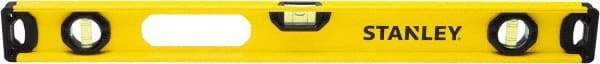 Stanley - 24" Long 3 Vial I-Beam Level - Aluminum, Yellow, 1 Level & 2 Plumb Vials - Americas Tooling