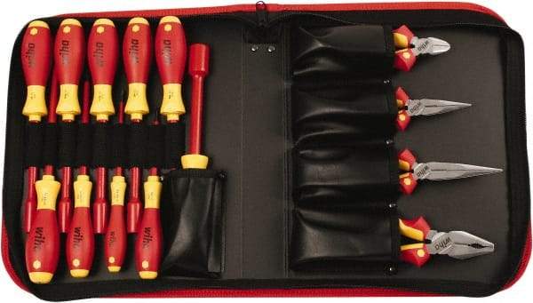 Wiha - 14 Piece Insulated Pliers, Cutters, Slotted & Nut Driver Hand Tool Set - Comes in Box - Americas Tooling