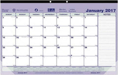 Brownline - 12 Sheet, 6-7/8 x 8-3/4", Desk Pad Calendar - Blue, White & Green - Americas Tooling