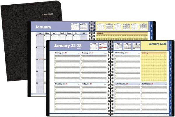 AT-A-GLANCE - 38 Sheet, 8 x 9-7/8", Weekly/Monthly Planner - Black - Americas Tooling