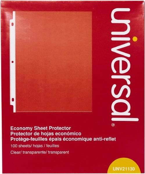 UNIVERSAL - 100 Piece Clear Sheet Protectors-Ring Binder - 11" High x 8-1/2" Wide - Americas Tooling