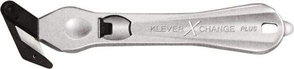 Klever Innovations - Recessed/Hook Blade Safety Cutter - 1-3/4" Carbon Steel Blade, Silver Magnesium Handle, 1 Blade Included - Americas Tooling