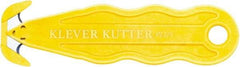 Klever Innovations - Recessed/Hook Blade Safety Cutter - 1-1/4" Carbon Steel Blade, Yellow Nylon Handle, 1 Blade Included - Americas Tooling