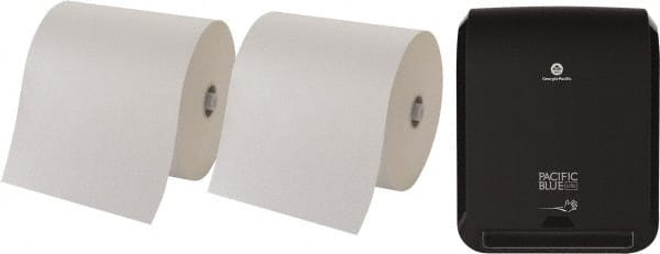 Georgia Pacific - Paper Towel & Dispenser Set with 2 Cases of (6) Rolls per Case of 1-Ply White Paper Towels - Exact Industrial Supply