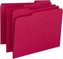 SMEAD - 8-1/2 x 11", Letter Size, Red, File Folders with Top Tab - 11 Point Stock, Assorted Tab Cut Location - Americas Tooling