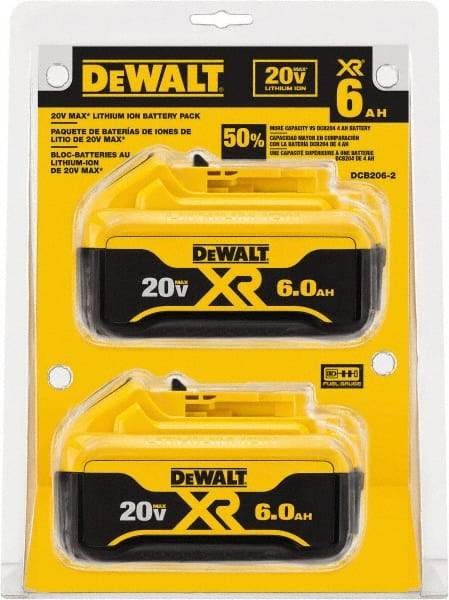 DeWALT - 20 Volt Lithium-Ion Power Tool Battery - 6 Ahr Capacity, 1 hr Charge Time, Series 20V Max - Americas Tooling