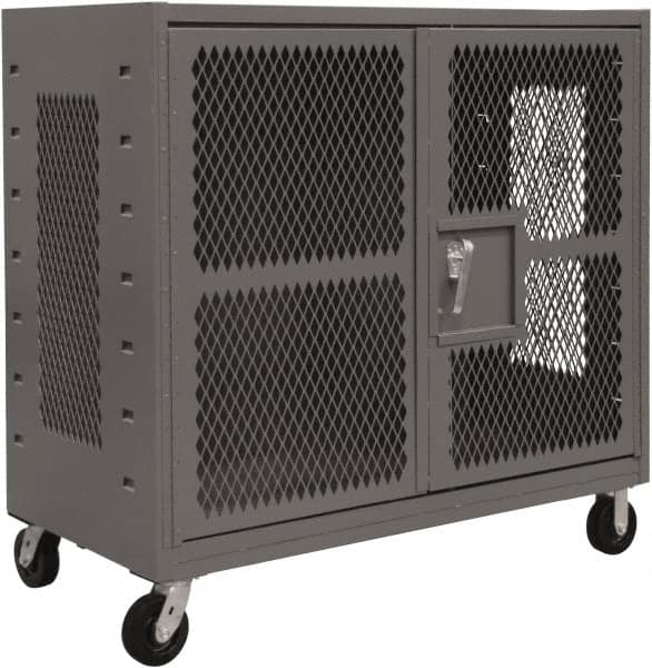 Durham - 2,000 Lb Capacity, 4-Sided Steel Mesh Stock Truck - 36" Long x 60" Wide x 57-3/16" High, Phenolic Wheels - Americas Tooling