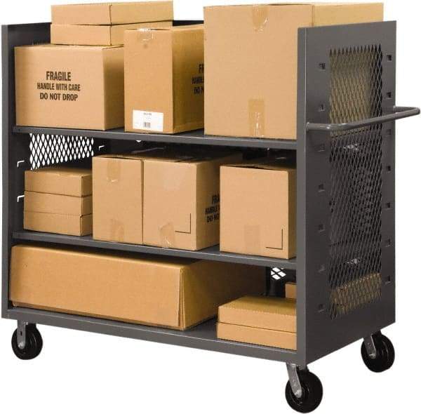 Durham - 2,000 Lb Capacity, 2 Shelf, 3-Sided Steel Truck - 36" Long x 60-1/2" Wide x 56-7/16" High, Phenolic Wheels - Americas Tooling