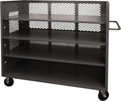 Durham - 2,000 Lb Capacity, 3 Shelf, 3-Sided Steel Truck - 30" Long x 60-1/2" Wide x 56-7/16" High, Phenolic Wheels - Americas Tooling