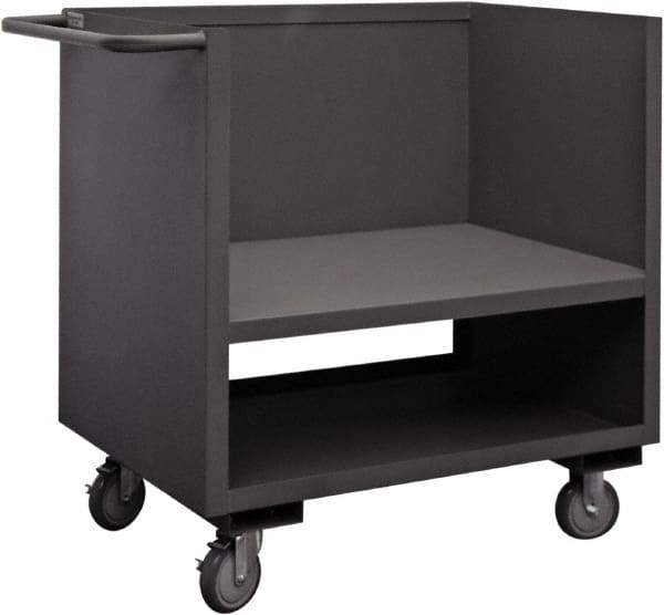 Durham - 1,200 Lb Capacity, 1 Shelf, 3-Sided Steel Truck - 24" Long x 36" Wide x 41-1/4" High, Phenolic Wheels - Americas Tooling