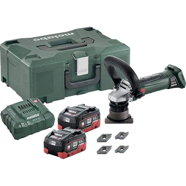 Metabo - 45° Bevel Angle, 5/32" Bevel Capacity, 7,000 RPM, Cordless Beveler - 5.5 Amps, 1/8" Min Workpiece Thickness - Americas Tooling