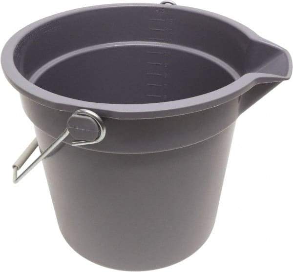 O-Cedar - 14 Qt, 11" High, Plastic Round Gray Single Pail with Pour Spout - Handle Included, 12" Top Diam - Americas Tooling