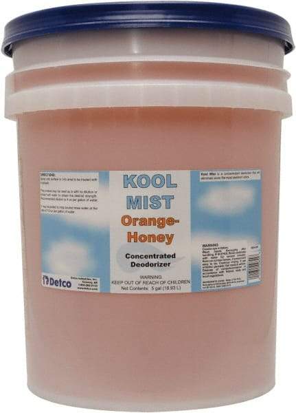 Detco - 5 Gal Pail Deodorizer - Liquid, Orange-Honey Scent, Concentrated, Environmentally Safe - Americas Tooling