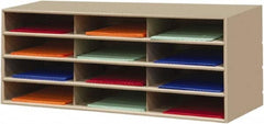 Durham - 38" Wide x 18" High x 16" Deep Steel Literature Holder - 12 Compartments, Tan, 11" Wide x 3" High x 11-5/8" Deep Compartment - Americas Tooling