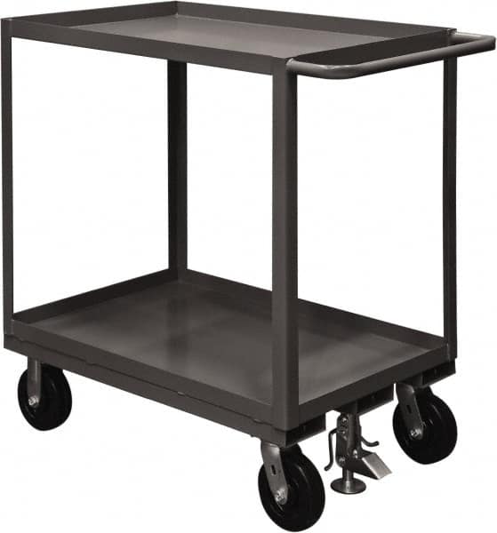 Durham - 2,400 Lb Capacity, 24" Wide x 36" Long x 37-5/8" High Service Cart - 2 Shelf, Steel, 2 Rigid/2 Swivel Casters - Americas Tooling