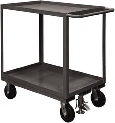 Durham - 2,400 Lb Capacity, 24" Wide x 36" Long x 37-5/8" High Service Cart - 2 Shelf, Steel, 2 Rigid/2 Swivel Casters - Americas Tooling