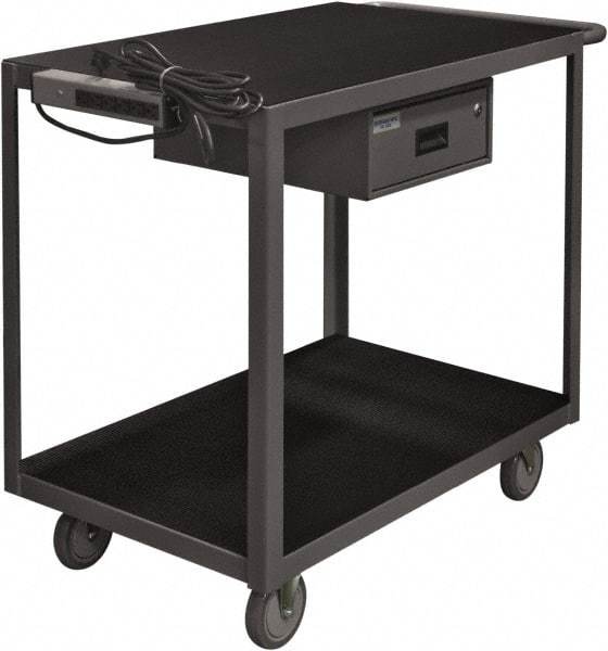 Durham - 1,200 Lb Capacity, 24" Wide x 36" Long x 36-1/8" High Instrument Cart - 1 Drawer, 2 Shelf, Steel, 2 Rigid/2 Swivel Casters - Americas Tooling