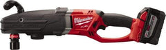 Milwaukee Tool - 18 Volt 7/16" Chuck Right Angle Handle Cordless Drill - 0-350; 0-950 RPM, Reversible, 2 Lithium-Ion Batteries Included - Americas Tooling