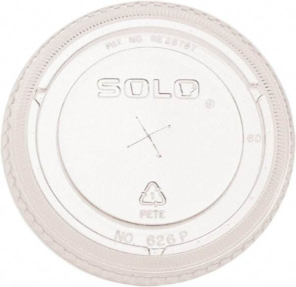 Solo - PETE Flat Straw-Slot Cold Cup Lids, Fits 16-24 oz, 100/Pack, 10 Packs/Carton - Clear - Americas Tooling