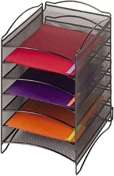 Safco - 10-1/4" Wide x 12-3/4" Deep x 15-1/4" High, 6 Compartments, Steel Desk Top Organizer - Black, 9-1/2" Compartment Width x 1" Compartment Depth x 12" Compartment Height - Americas Tooling