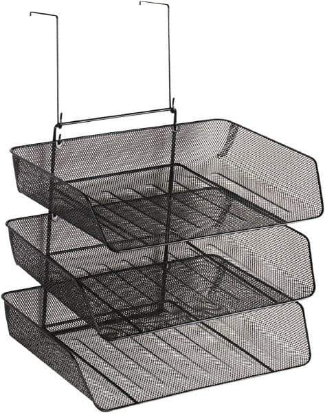 FELLOWES - 11-1/8" Wide x 14" Deep x 14-3/4" High, 3 Compartments, Wire Mesh 3 Tier Organizer - Black, 9" Compartment Width x 6" Compartment Depth x 12" Compartment Height - Americas Tooling