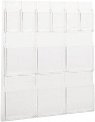 Safco - 30" Wide x 2" Deep x 34-3/4" High, 12 Compartments, Plastic Literature Display Board - Clear, 9-1/2" Compartment Width x 2" Compartment Depth x 9" Compartment Height - Americas Tooling