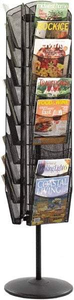 Safco - 15" Wide x 16-1/2" Deep x 66" High, 30 Compartments, Steel Rotary Literature Rack - Black, 9-1/2" Compartment Width x 5" Compartment Depth x 10" Compartment Height - Americas Tooling