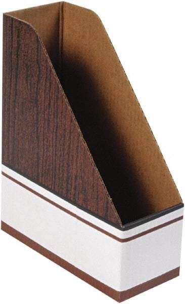 BANKERS BOX - White & Wood Grain Magazine Stand - Corrugated Cardboard - Americas Tooling