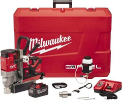 Milwaukee Tool - 1-1/2" Chuck, 5.75" Travel, Portable Magnetic Drill Press - 400 & 690 RPM, 9 Amps, 0.43 hp - Americas Tooling