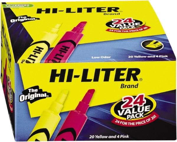 HiLiter - Pink, Yellow Highlighter - Chisel Tip, AP Nontoxic Ink - Americas Tooling