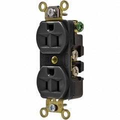 Hubbell Wiring Device-Kellems - 125V 15A NEMA 5-15R Industrial Grade Black Straight Blade Duplex Receptacle - Americas Tooling