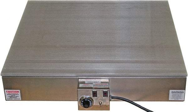 Valad Electric Heating - 36" Long x 36 Wide x 7" High, 110/120 Volt Hot Plate - 100 to 550°F, 1 Burner, Aluminum Plate, 1500 Watt, 13.6 Amps, 304 Stainless Steel Base - Americas Tooling