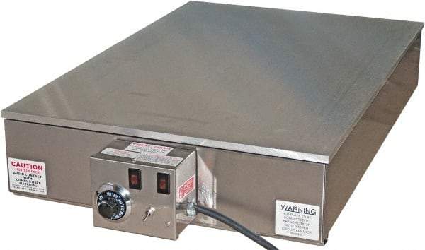 Valad Electric Heating - 24" Long x 24 Wide x 7" High, 220 Volt Hot Plate - 100 to 550°F, 1 Burner, Aluminum Plate, 2500 Watt, 11.4 Amps, 304 Stainless Steel Base - Americas Tooling