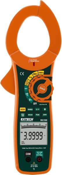 Extech - MA1500, CAT IV, Digital True RMS Auto Ranging Clamp Meter with 2" Clamp On Jaws - 750 VAC, 1000 VDC, 1500 AC/DC Amps, Measures Voltage, Capacitance, Current, Frequency, Resistance - Americas Tooling