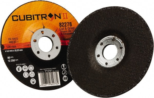 3M - 36 Grit, 5" Diam x 1/8" Thick x 7/8" Arbor, Type 27 Depressed Center Wheel - Americas Tooling