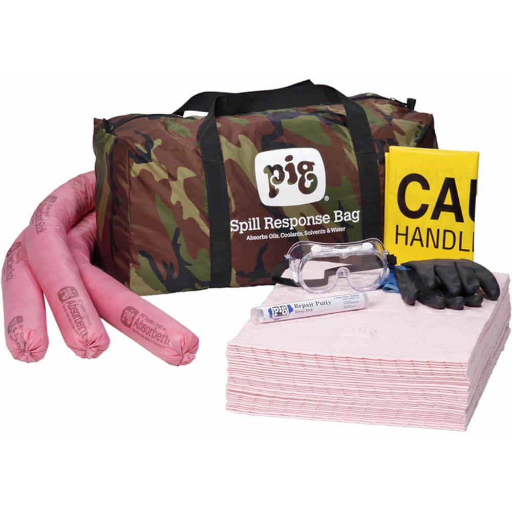 Spill Kits; Kit Type: Chemical & Hazardous Material Spill Kit; Container Type: Bag; Absorption Capacity: 9.5 gal; Color: Camo; Portable: Yes; Capacity per Kit (Gal.): 9.5 gal