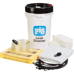 Leak Diverters; Diverter Type: Roof Leak Diverter; Shape: Square; Length (Feet): 7.00; Width (Feet): 7; Material: Polyester; PVC; Includes: 1 - 30 Pack ″CAUTION″ PIG ™ Mat Pads; 1 - 7' W x 7' L Leak Diverter Tarp; 1 - 6.5 gal. Bucket; 1 - Quick Connect Se