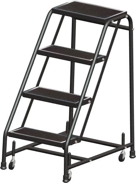 Ballymore - 38" 4 Step Ladder - Rolling Safety Ladder, 450 Lb Capacity, 38" Platform Height, 20" Base Width x 31" Base Depth, Expanded Metal Tread - Americas Tooling